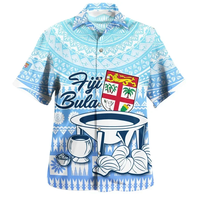 

Summer 3D Print BULA FIJI Flag Emblem Hawaii Shirts Fiji Coat Of Arm Graphic Short Sleeves Tee Shirt Fashion Men Clothes Top