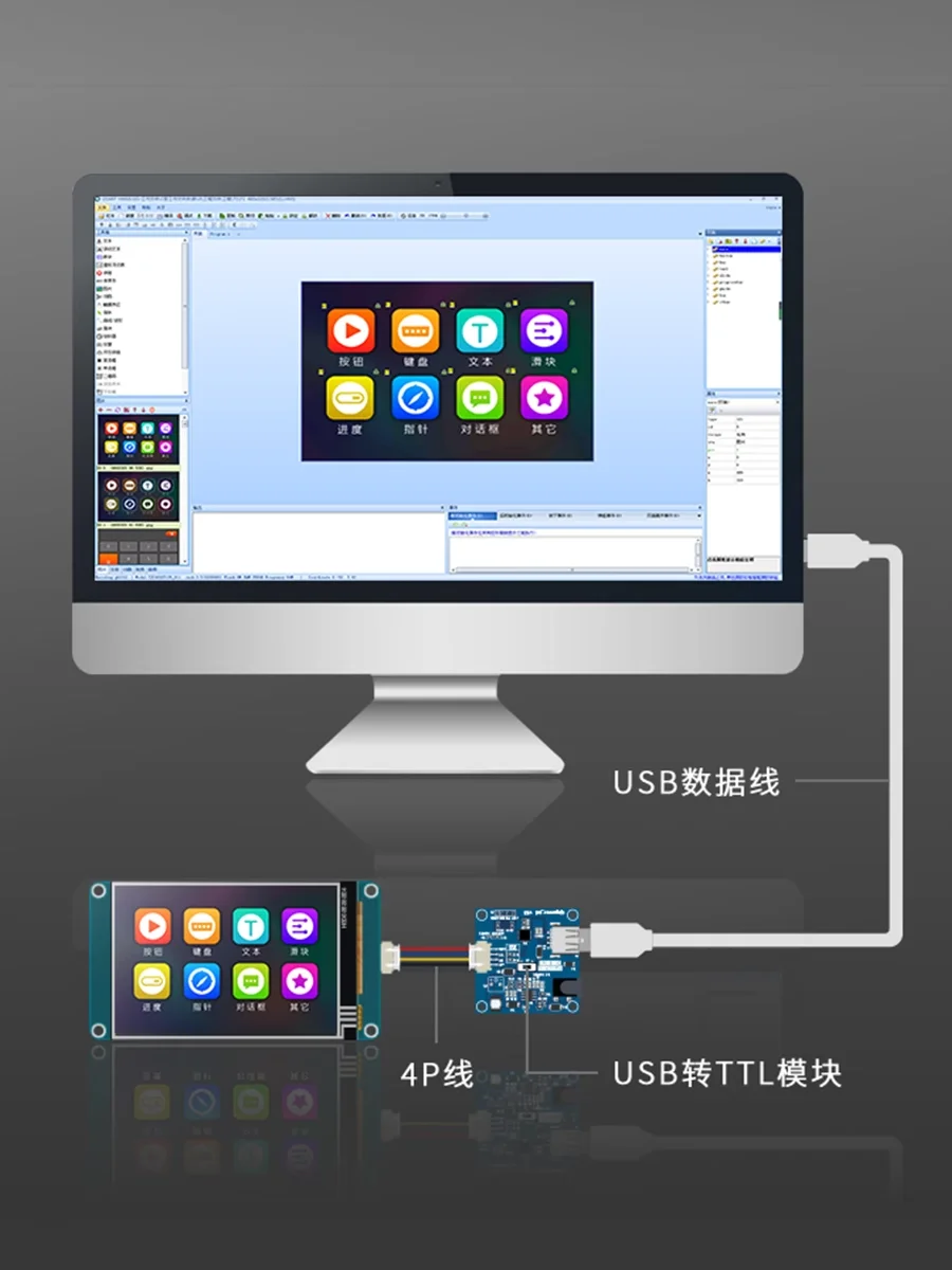 Layar port serial non-sentuh 1,8 inci, dengan perpustakaan font, tampilan kode QR, dengan rangka besi, interaksi manusia-komputer HMI, TFT