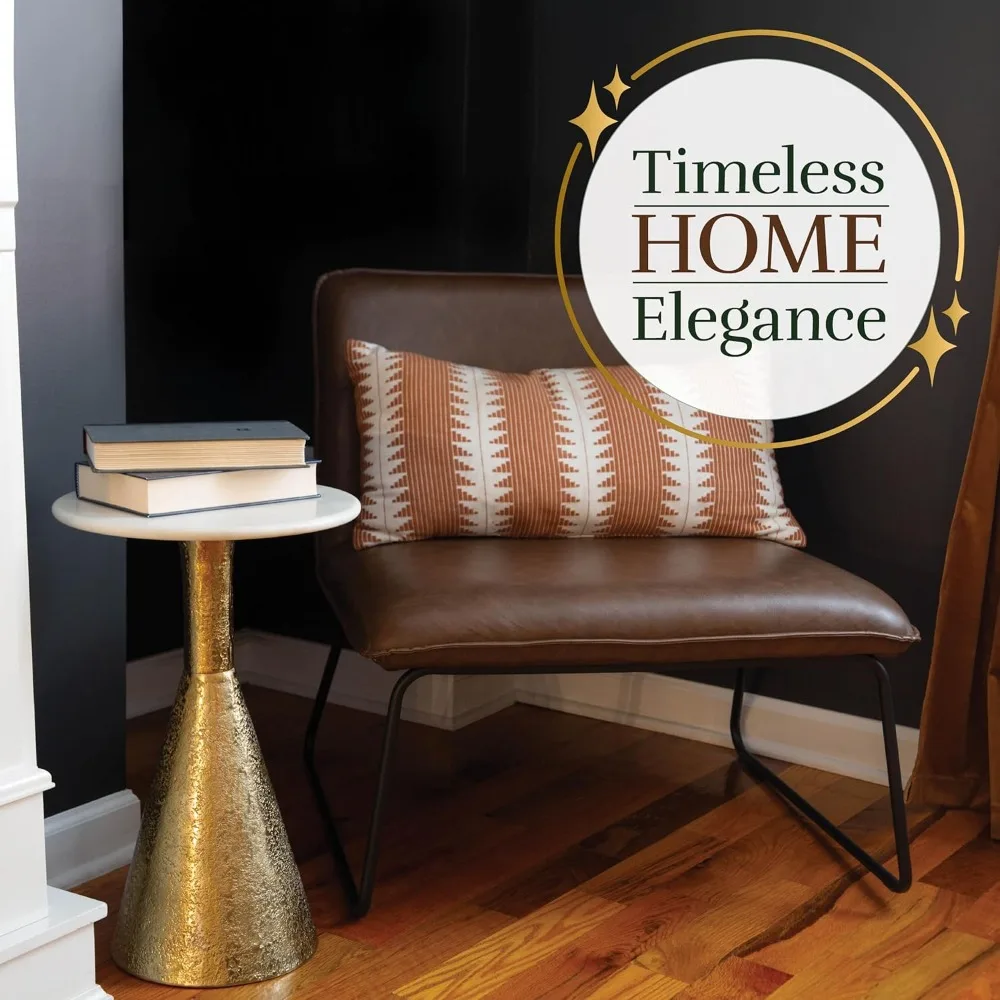 طاولة نهاية معدنية مستديرة صغيرة باللون الذهبي العتيق، طراز كوبنهاغن، 22 طويلًا، قاعدة بقاعدة، مثالية للجانب والكوكتيل وخدمة المشروبات