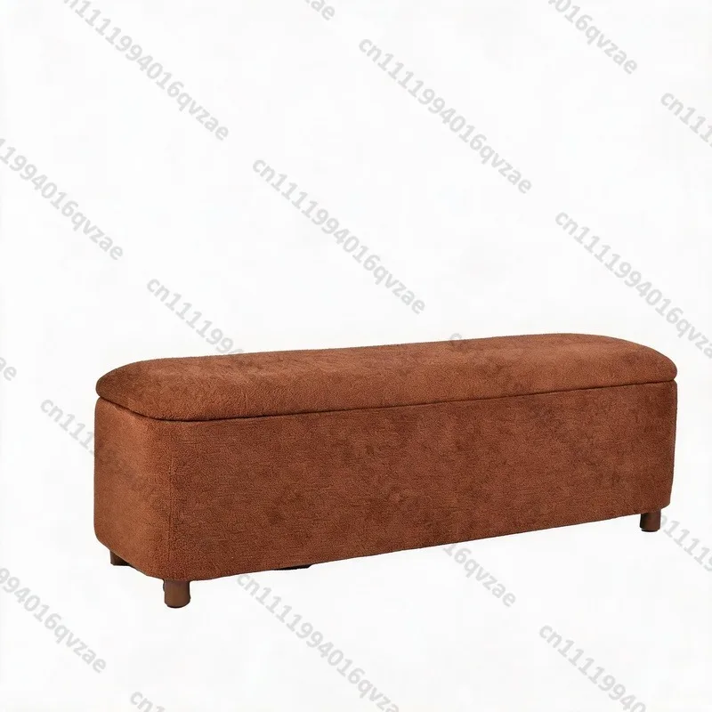 Orange Storage Bench Padded Modern Design Footstool