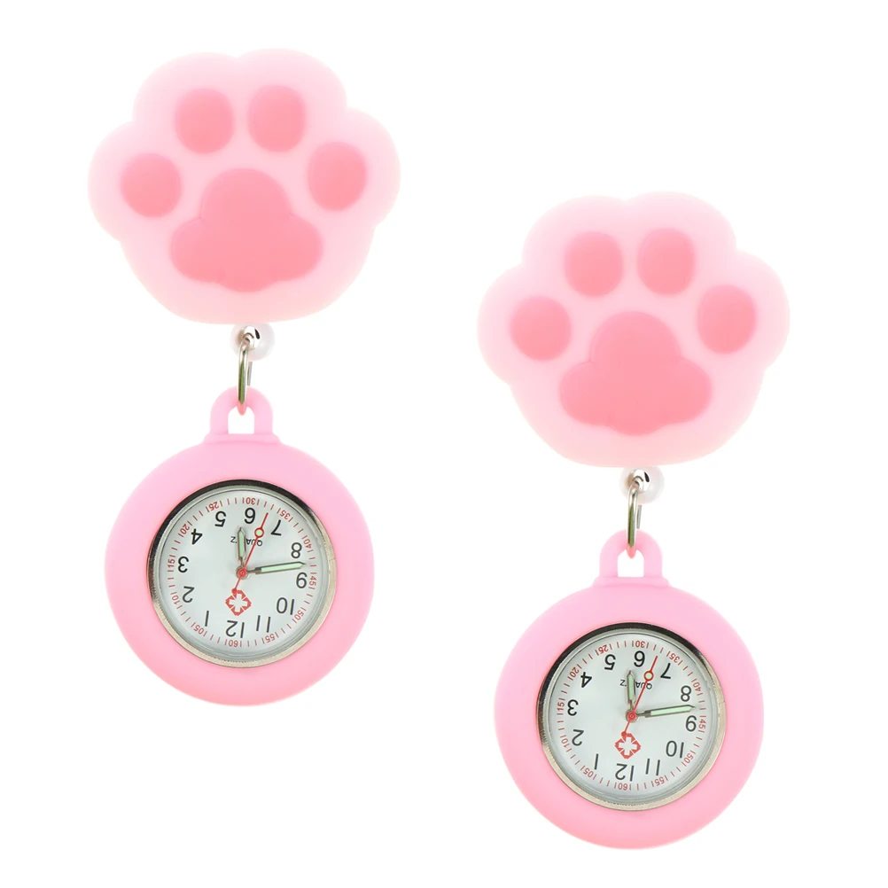

2 Pcs Soft Hanging Watch Claw Nurse Pocket Watches Fob Silica Gel Lightweight Durable Medical Lapel Student Exam