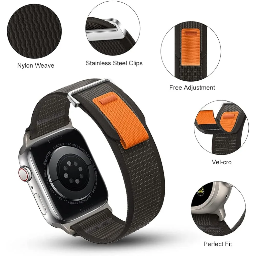Trail Loop Band Voor Apple Watch Band 49Mm 45Mm 44Mm 40Mm 41Mm 42Mm Nylon Sport Armband Iwatch Serie Ultra 2 3 4 5 6 7 8 9 Se
