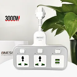 US EU UK Plug Electrical Sockets with 2 USB Ports 2  Universal Outlets Fast Charging Expand Power Strip Double Network Filter