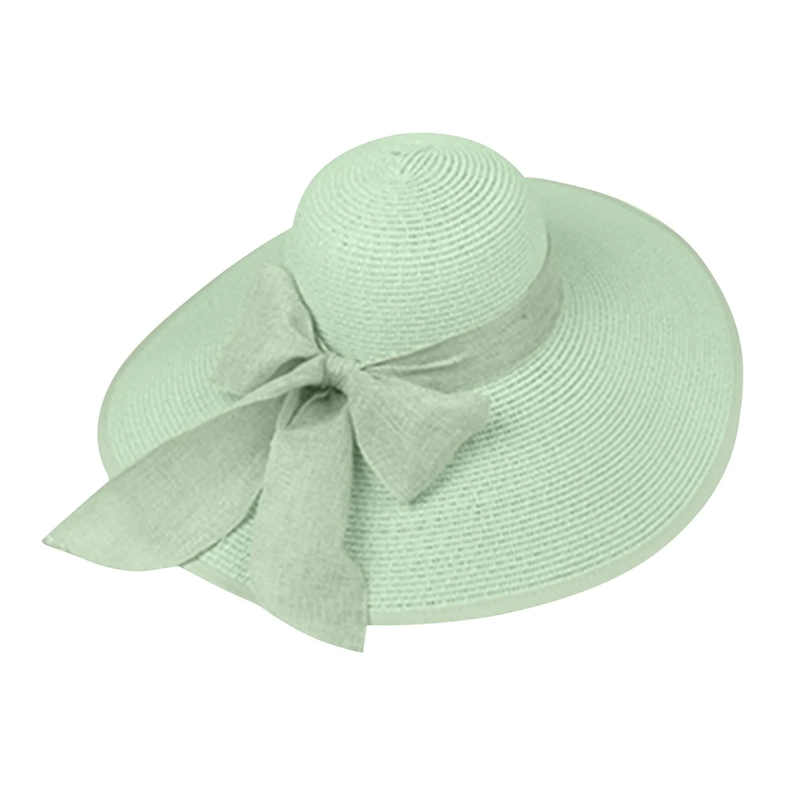 جديد الصيف النساء القش قبعة Bowknot واسعة حافة مرن طوي بنما القبعات الكبار في الهواء الطلق الشمس حماية شريط مسطح قبعة الشاطئ