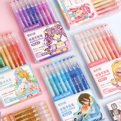 Kawaii Morandi Grijze Pennen Set Multi Color Gel Inkt Pennen Vintage Marker Liner Balpen School Kantoorbenodigdheden Geschenkpen