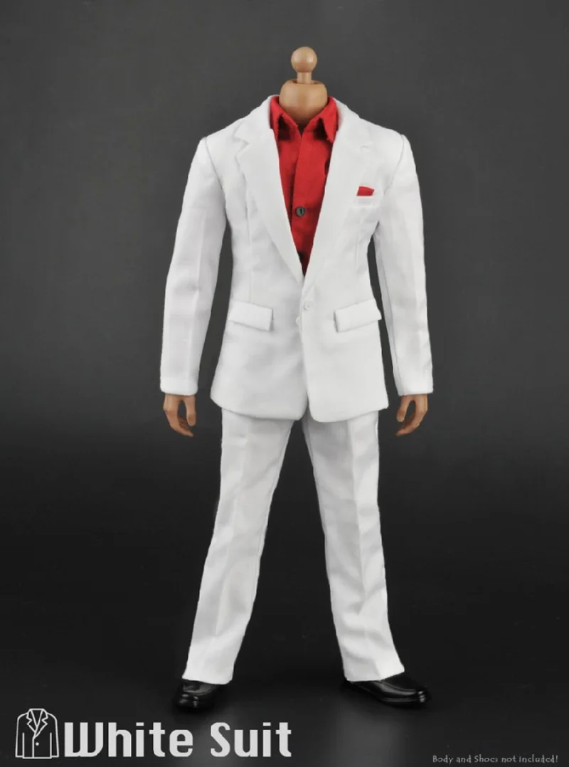 ZYTOYS ZY5006 1/6 Male Soldier White Shirt Office Gentleman Red Shirt Suit Pants Clothing Set For 12