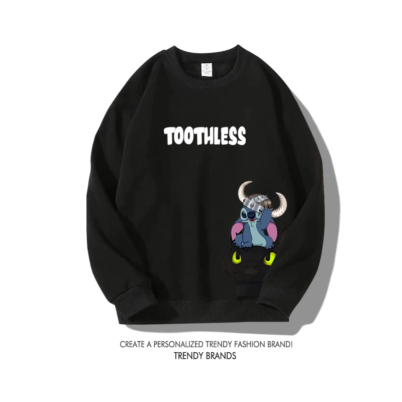 

Cartoon Stitch Round Neck Sweater Disney Fashion Men and Women Universal Couples Clothing Anime Autumn and Winter Loose Clothes