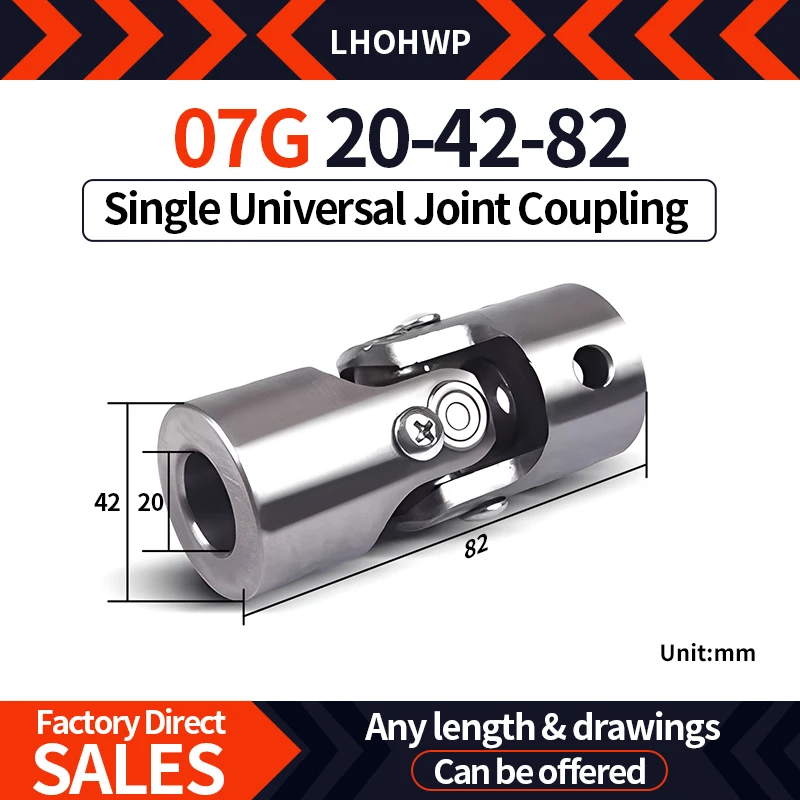 

1PC 07G 20x42x82 Single Section Non-Retractable Cross Cardan Coupling 40Cr Steel