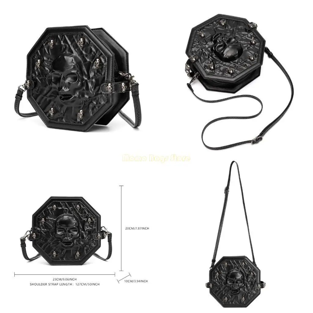 

X90D Women Shoulder Bag Skull Head Crossbody Bag Retro Bag PU Leather Handbag and Purse Gothic Phone Bag for Travel