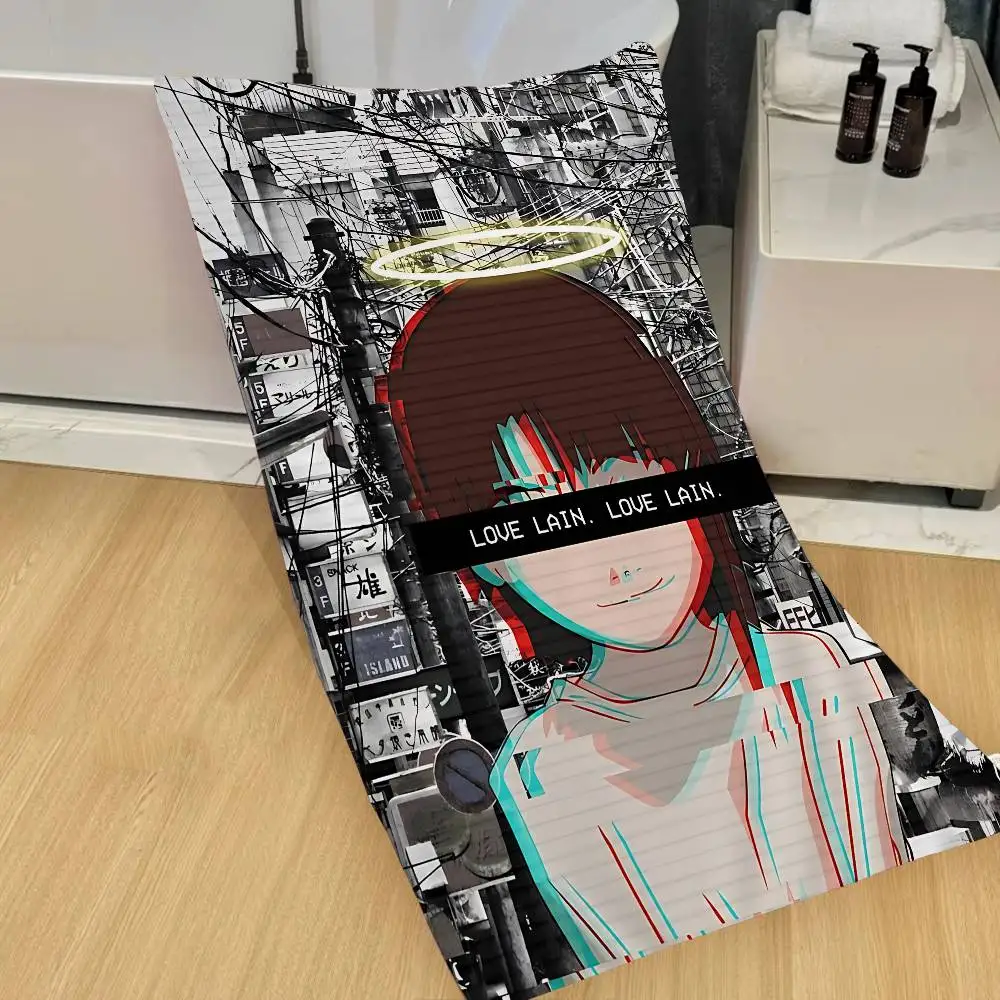 Anime S-Serial Experiments L-lain Microfiber Blanket Quick Drying Beach Towels Oversized Printing Absorbent Pool Towel Blanket