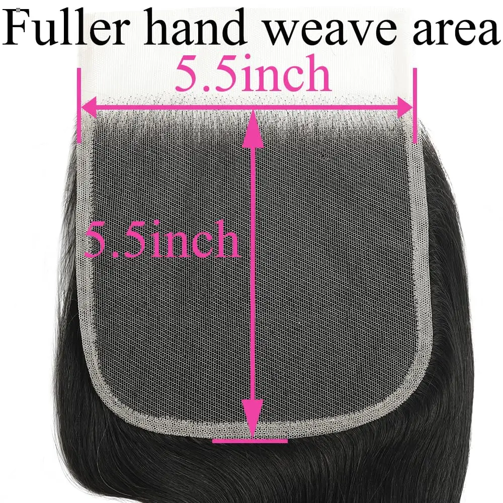 5x5 透明レース閉鎖実体波人毛 10-20 インチ透明スイスレース閉鎖純粋な手結び目 100% 人毛 150%