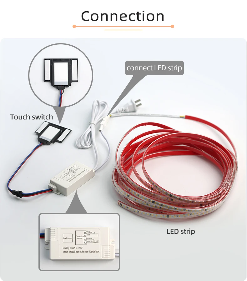 AC220V Ein-Knopf-Touch-Schalter für LED-Beleuchtung Hochspannungs-Spiegel-Touch-Schalter – Detail 3
