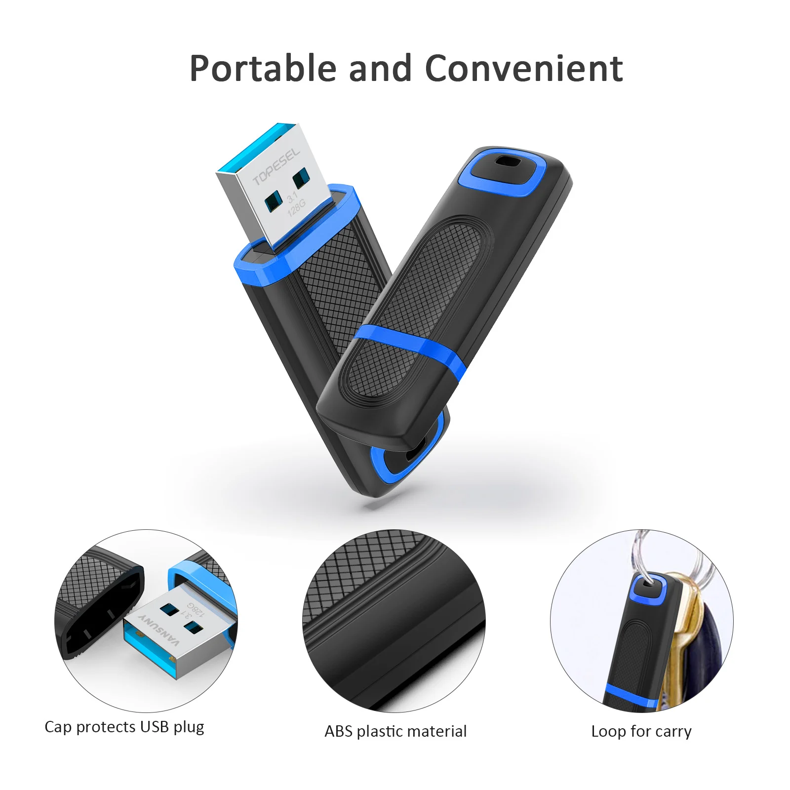 TOPESEL USB Flash Drive 3.1 Gen 2 Flash Drive 128G Alta Velocidade 256G Thumb Drive Armazenamento de Dados Memory Stick Jump Drive