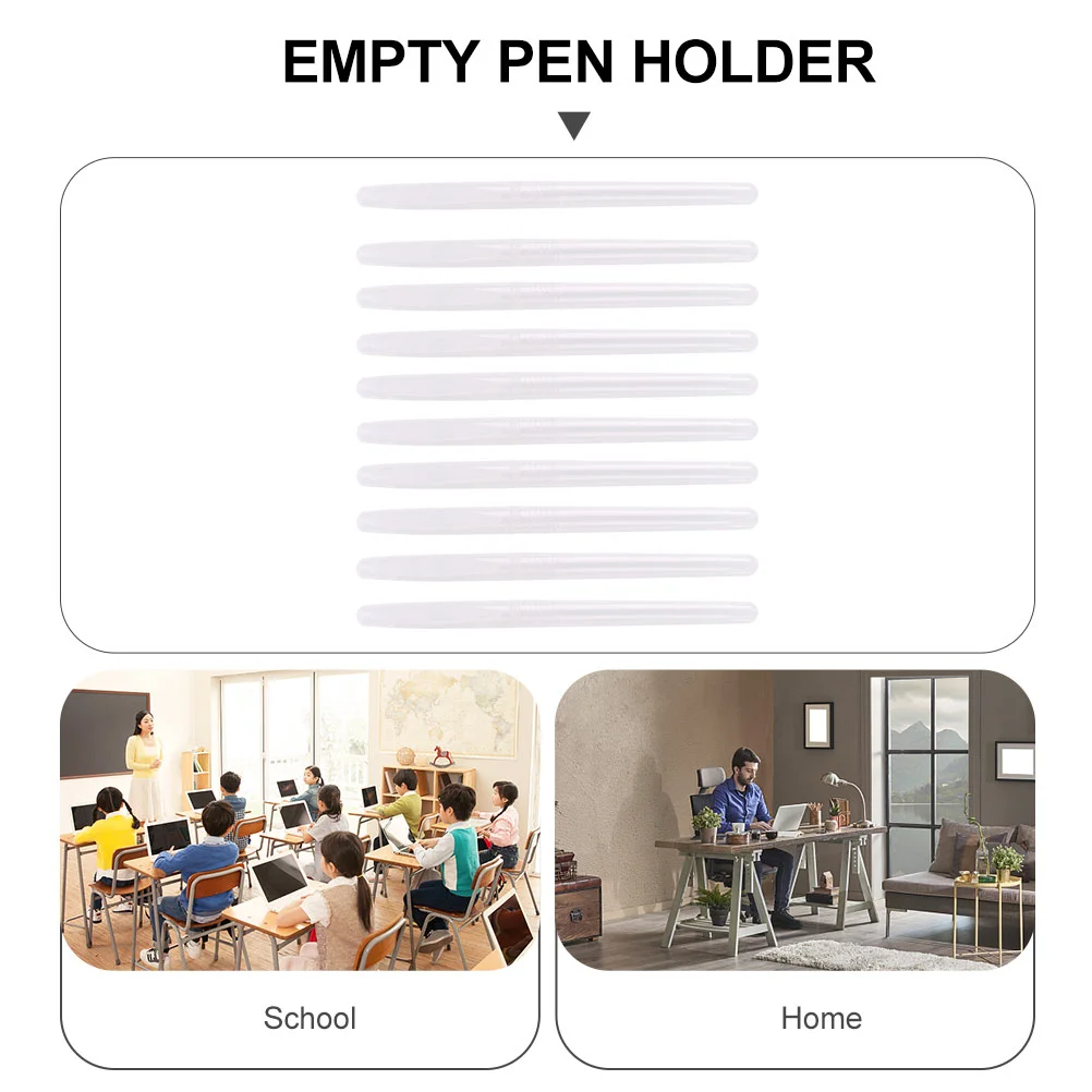 50 Pcs Pp Transparent Pen Holder Empty Ballpoint Cover Rods Nail Oil Useful Storage Shells Students Supply Cases Universal