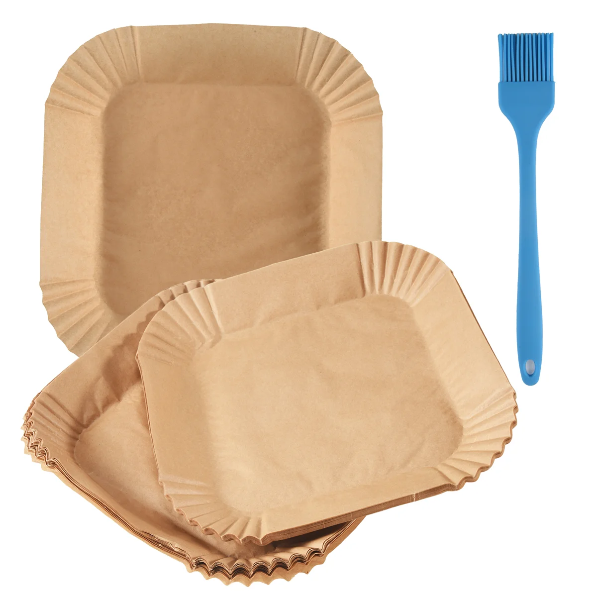 Papel para hornear CALIENTE para freidora de aire caliente cuadrado (20 cm), paquete de 100 papel para hornear Airfryer papel antiadherente desechable impermeable