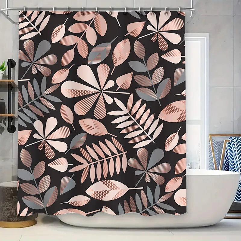

Leaf Print Shower Curtain Waterproof Bathroom Decoration Customizable Size Various Colors Available Decorative Window Treatment