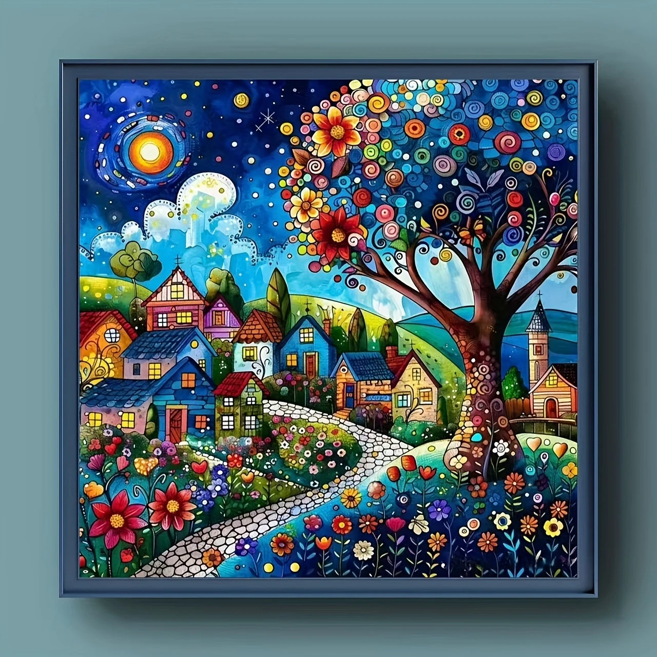 

Landscape Houses and Trees 500PCS/1024 PCS Jigsaw Puzzles Family Activity Games DIY Puzzle for Living Room Home Decor Frameless