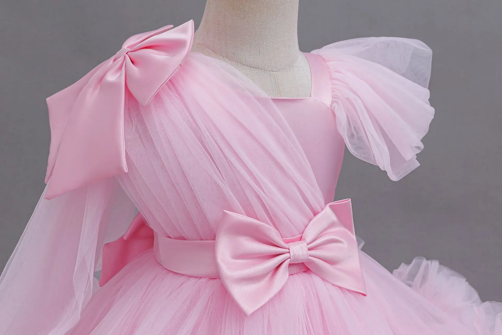 Luxury Western Girl Sequenant Dress Bubble Sleeve Vedic Princess Skirt 2-10 Birthday Party Evening Dress Summer Girl\'s clothes