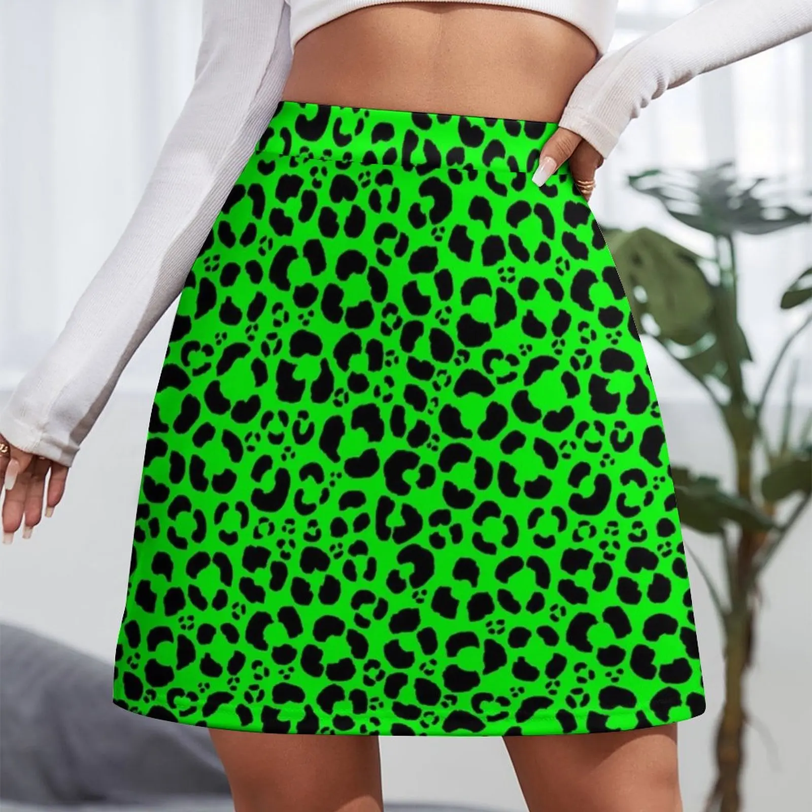 Black And Green Leopard Print Mini Skirt fashion korean clothing fairy core summer outfits for women 2025 Mini Skirt