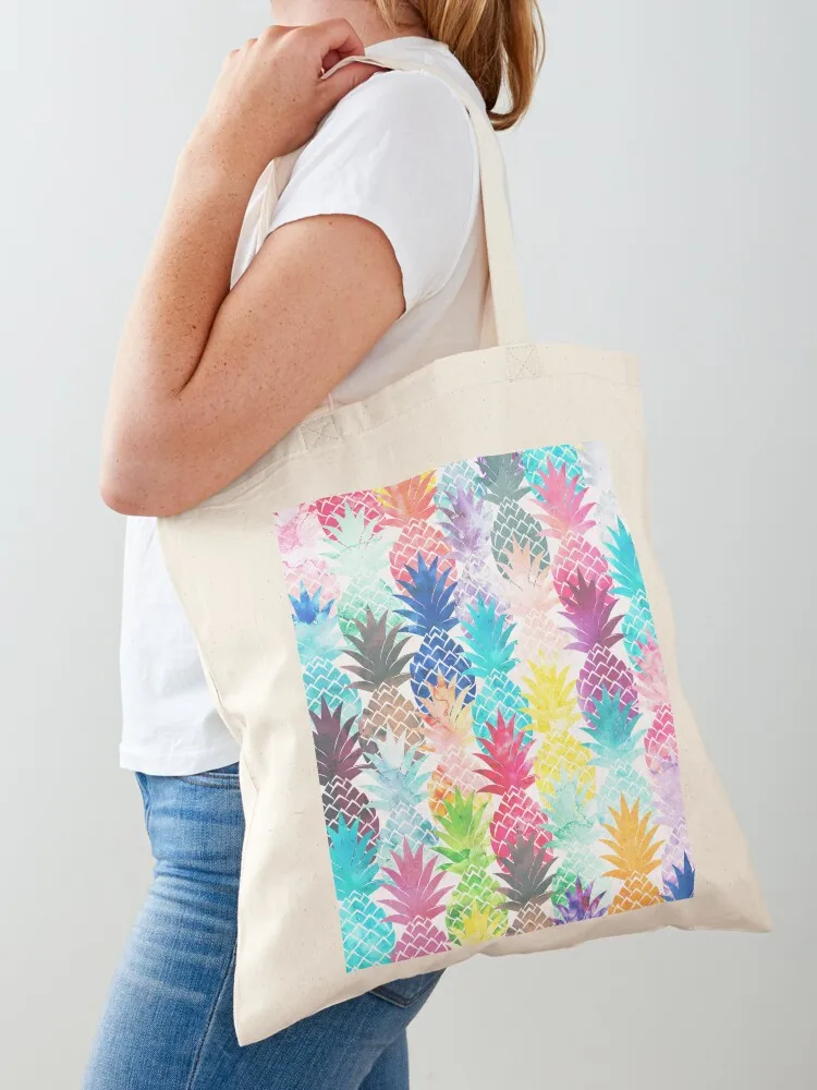 

Hawaiian Pineapple Pattern Tropical Watercolor Tote Bag canvas tote tote bags aesthetic bag women custom bags