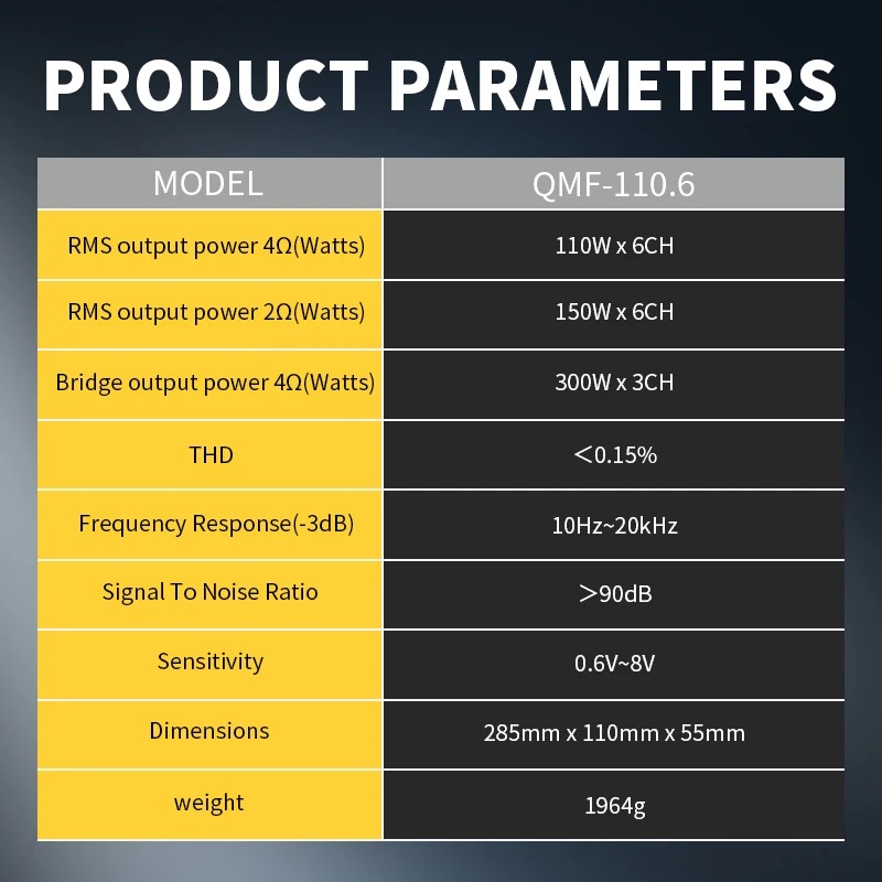 مضخم صوت للسيارة عالي الطاقة من الفئة A/B بـ 6 قنوات - بحد أقصى 11000 وات، تصميم أنيق، تبديد حرارة ثابت، مخرج طويل الأمد #3
