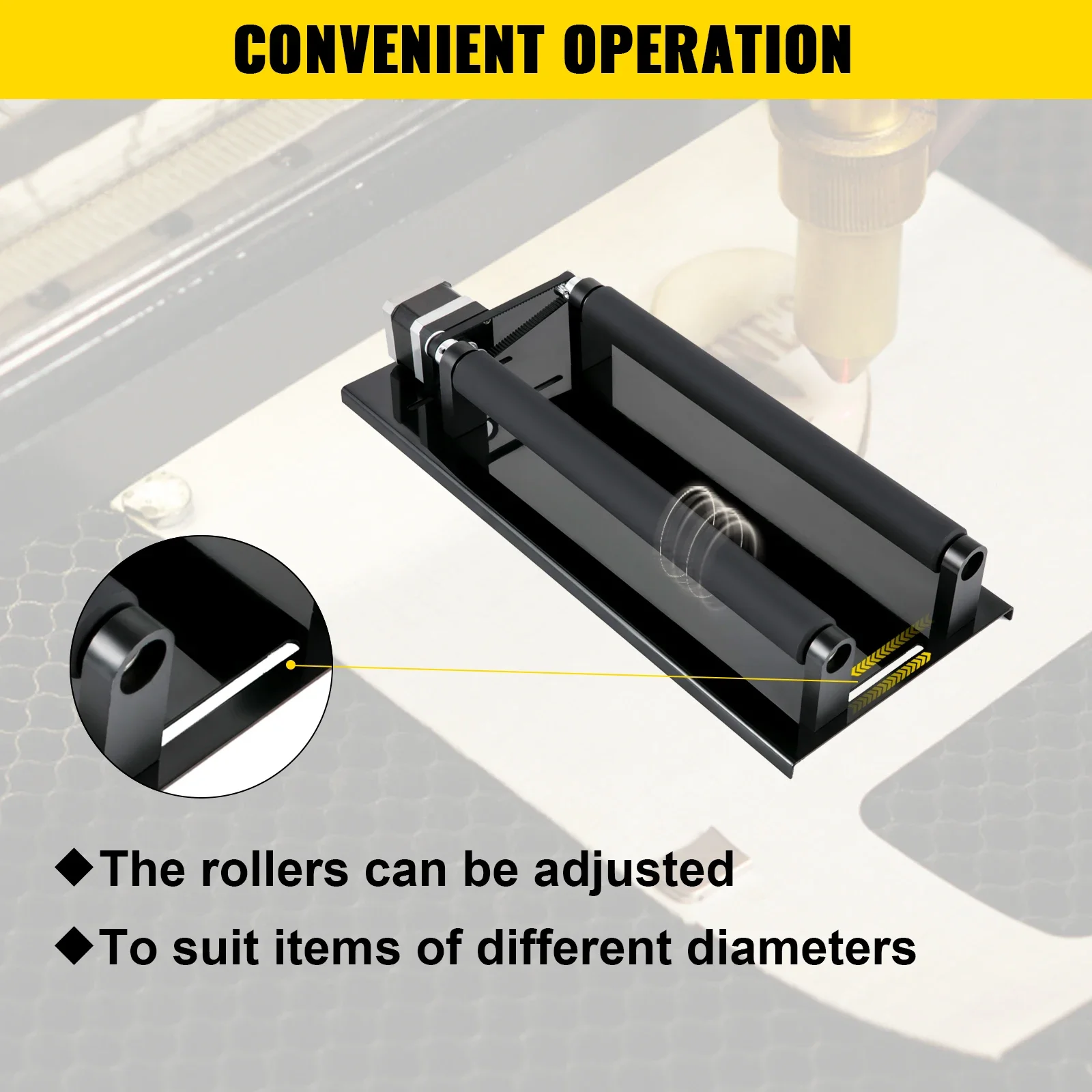 VEVOR Rotary Axis Attachment 4 Wheels Laser  Attachment  42 Stepper Motor Laser Cutter Rotary Laser Rotary Axis