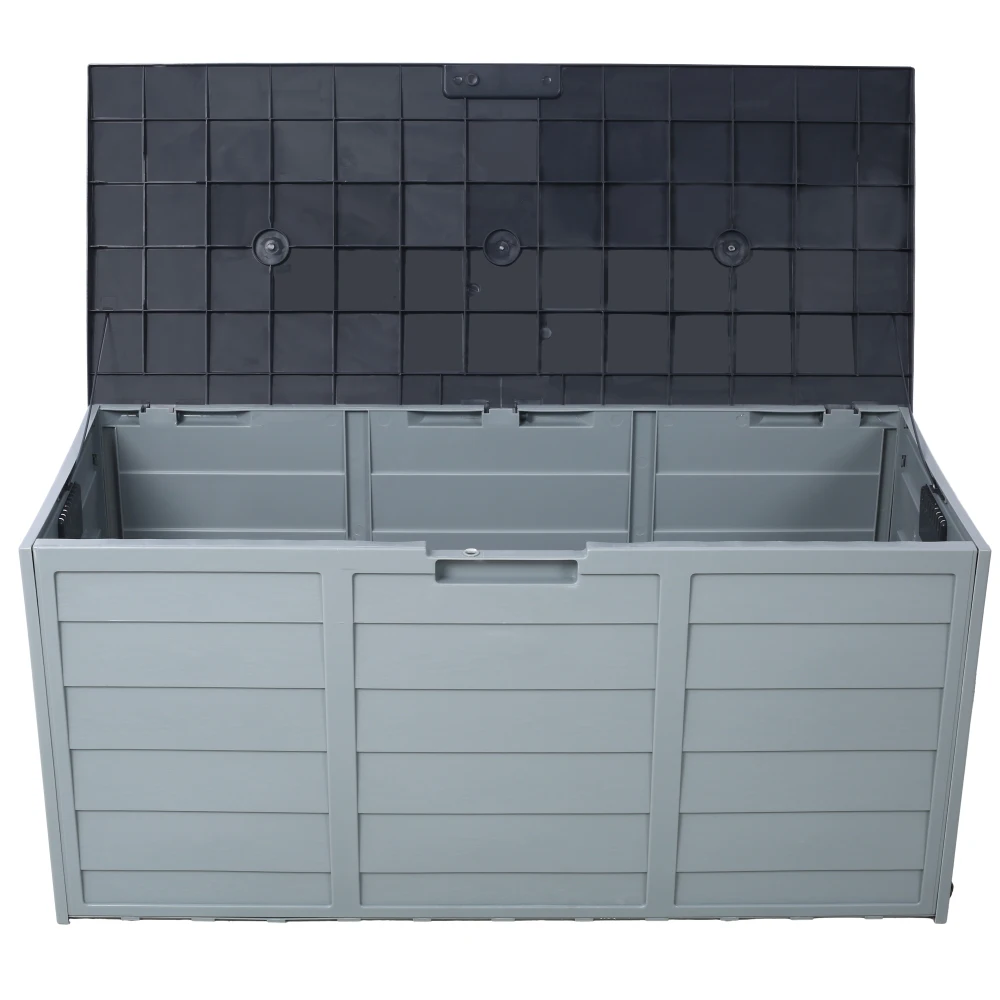 

All Weather UV Pool Deck Box Storage Shed Bin Backyard Patio Outdoor w/ Wheel,75 Gallon Resin Deck Box-Organization and Storage