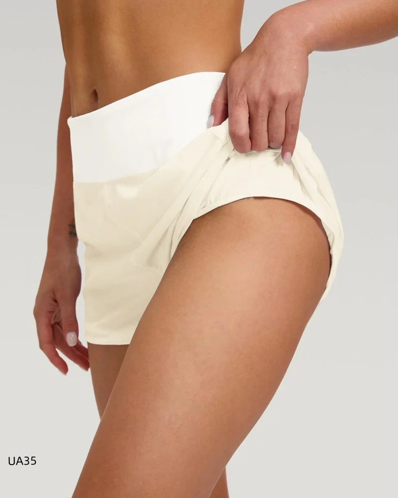 Women High Waist 2 in 1 Running Shorts Hidden Waist Pocket Anti-Chafing Quick Dry Workout Yoga Athletic Shorts