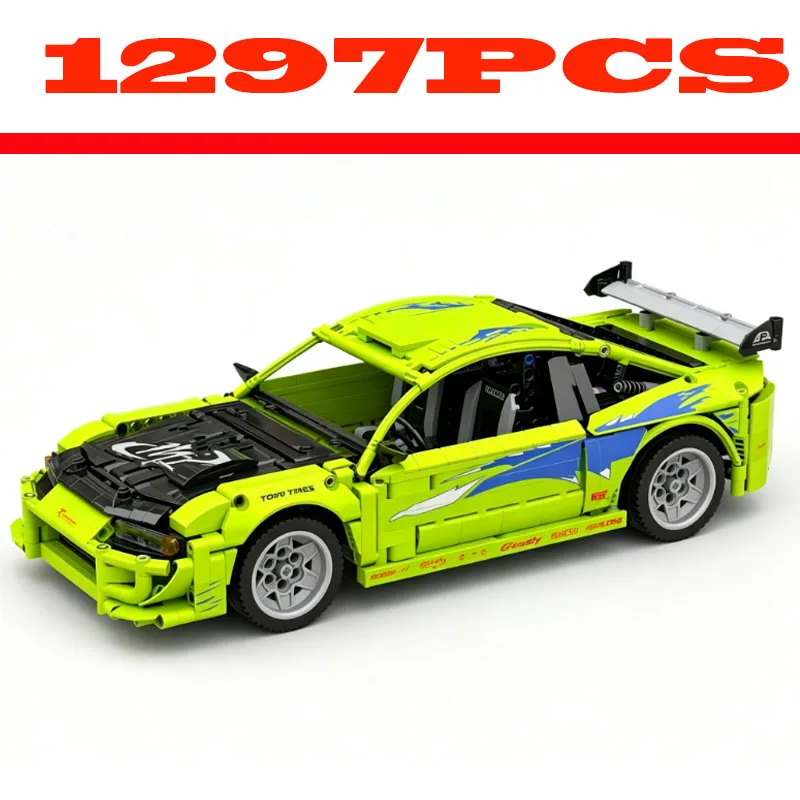 1297 pièces, échelle 1:12, blocs de construction Technic, voiture de sport de drift, véhicule de course rétro, modèle de collection à assembler soi-même