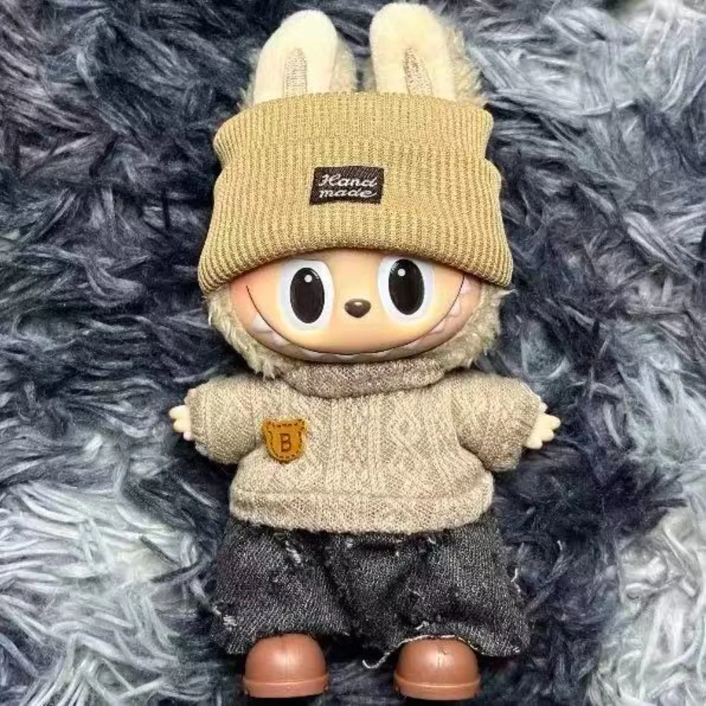 

For Labubu V1 V2 Idol Cute Doll Clothes Fashion Sweater Outfit Accessories Sitting Party Pink White Striped Sweater Cup Clothing