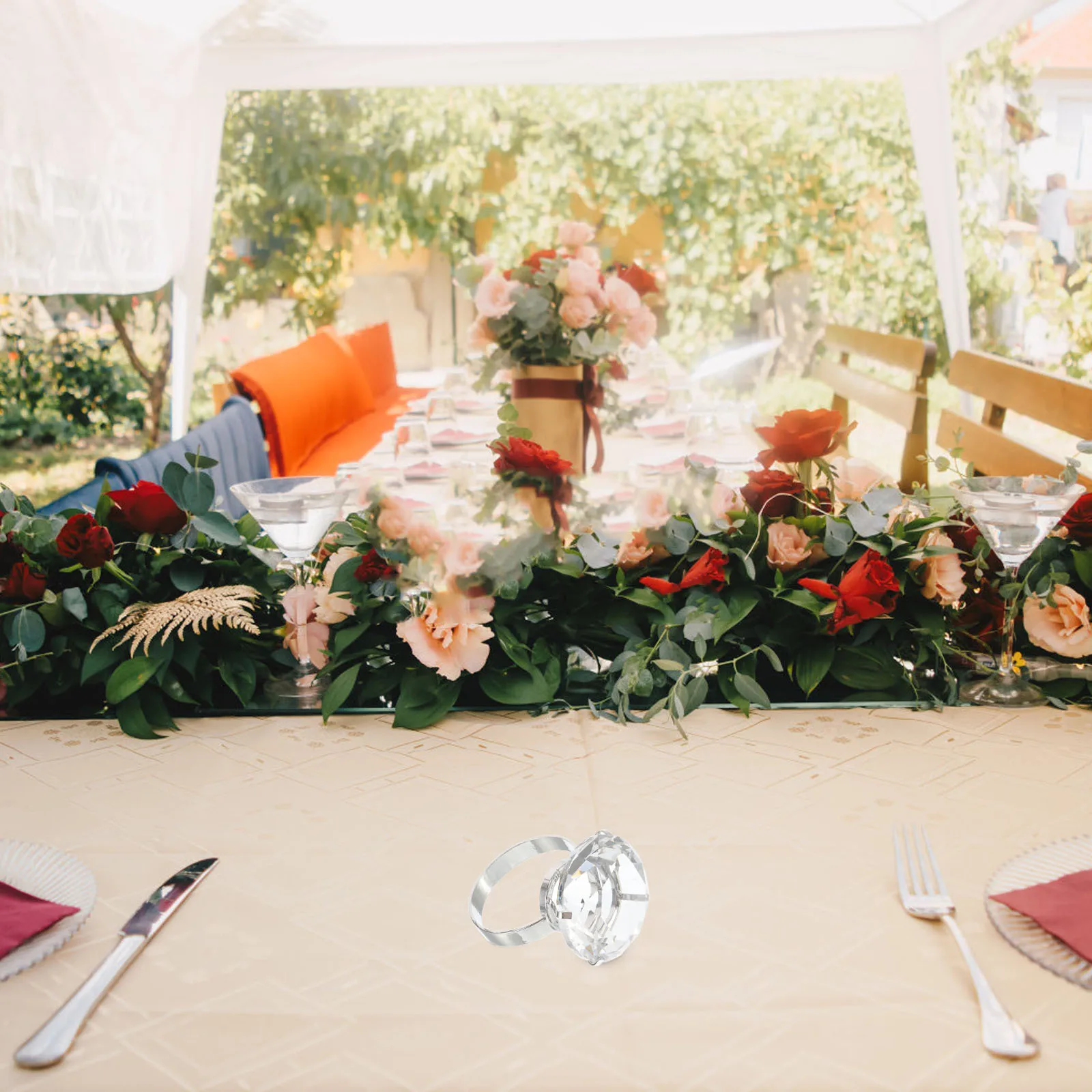 

Sturdy Sparkling Glass Ring for Wedding Anniversary Decor Large Faux Engagement Ring Simulated Prop for Celebration Decoration