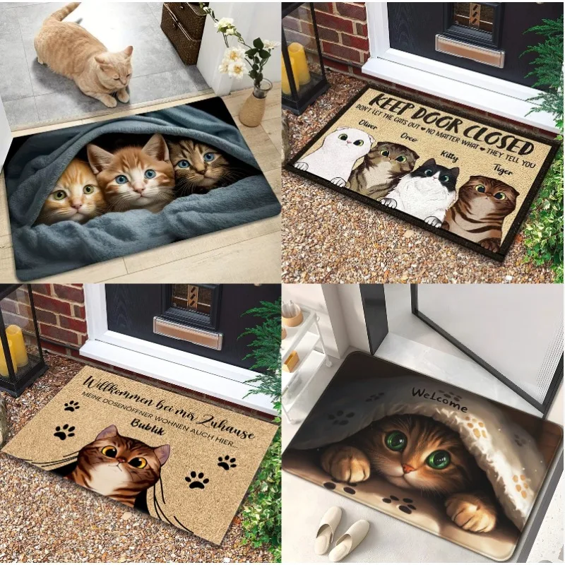 Welcome Entrance Door Mat Fun Cute Pet Pattern Carpet Living Room Dining Room Bathroom Decoration Rug Home Decoration