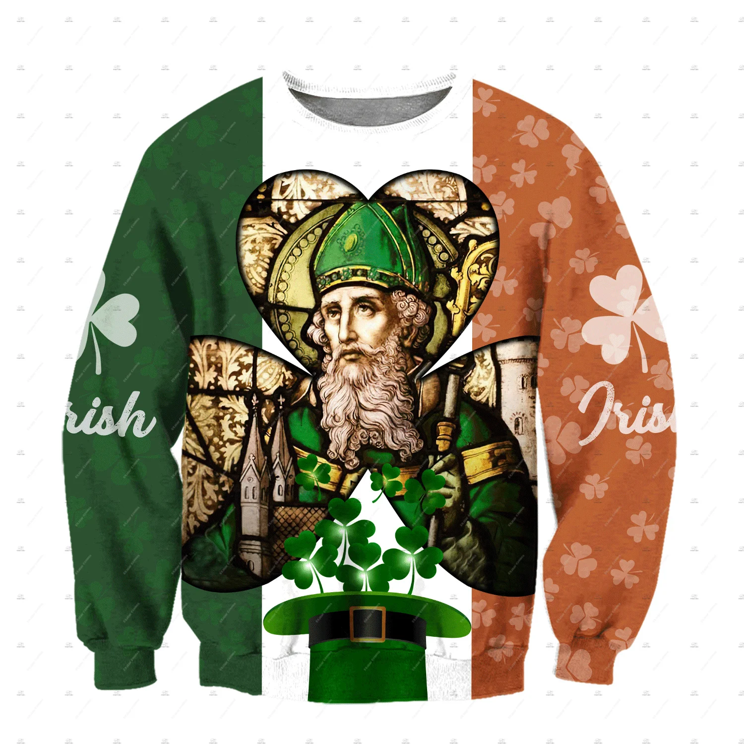 Custom Name Irish Ireland Country Flag St.Patrick Tattoo Vintage Retro Unisex 3DPrint Harajuku Pullover Casual Jacket Hoodies X9