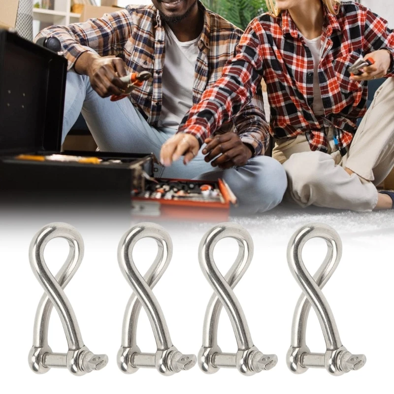 Q39F 2Pcs Heavy Duty Shackle Stainless Twist Shackle Twisted Shackle Screw Pin