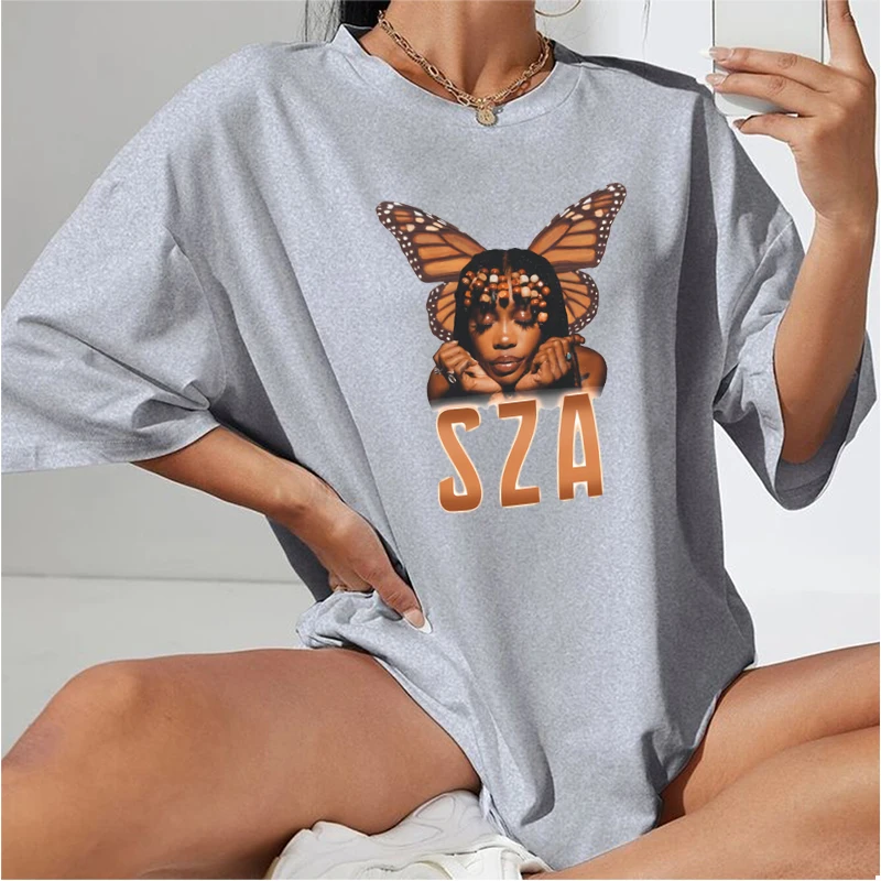 Singer Sza Butterfly R&B Short Sleeve Retro 1990s Fashion Harajukutshirt Style For Spring And Summer Fans Gift