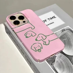 Simple Pink Dachshund Dog Case for IPHONE 16PRO MAX 15 14 13 PRO 13 PRO MAX 16 PLUS 15PRO Case Acrylic Hard Mobile Phone Cases