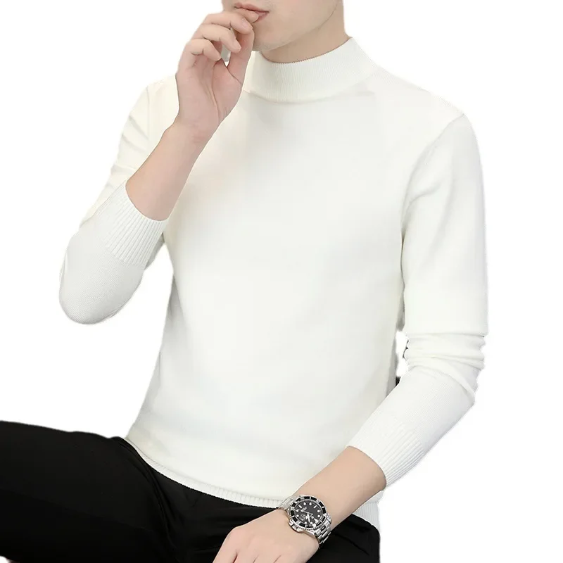 Autumn And Winter High Quality Men's Sweater Cashmere Sweater Men's Pullover Half High Collar Soft And Warm Knitted Sweater