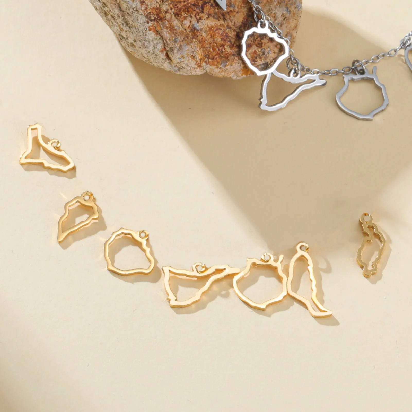 10pcs Stainless Steel Canary Islands Charms La Palma Ei Hierro La Gomera Tenerife Gran Canaria Fuerteventura Lanzarote Pendant