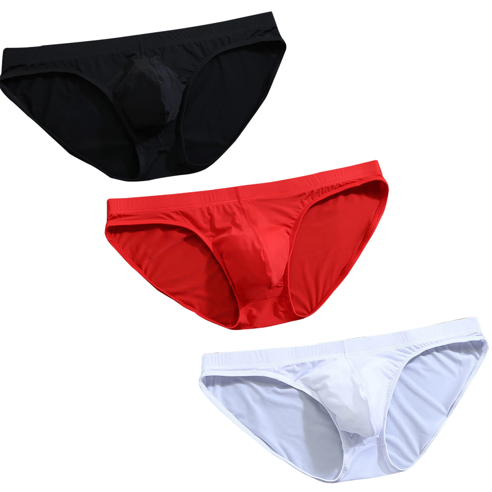 3 Pcs Pouchsexy U convex Pouch Underwear Men Hombre Ropa Interior Mens Print Bulge Pouch Brief Sexy Panties plus size ice silk