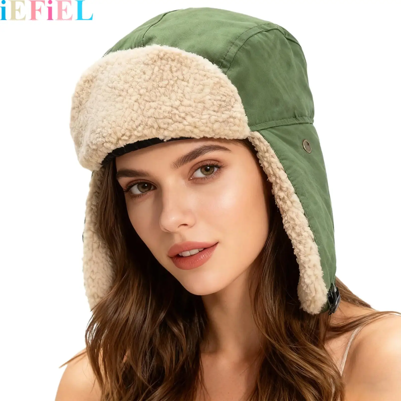 

Unisex Winter Hats with Ear Flaps Cotton Trapper Hat Aviator Windproof Ski Cap Buckle Closure Outdoor Wear