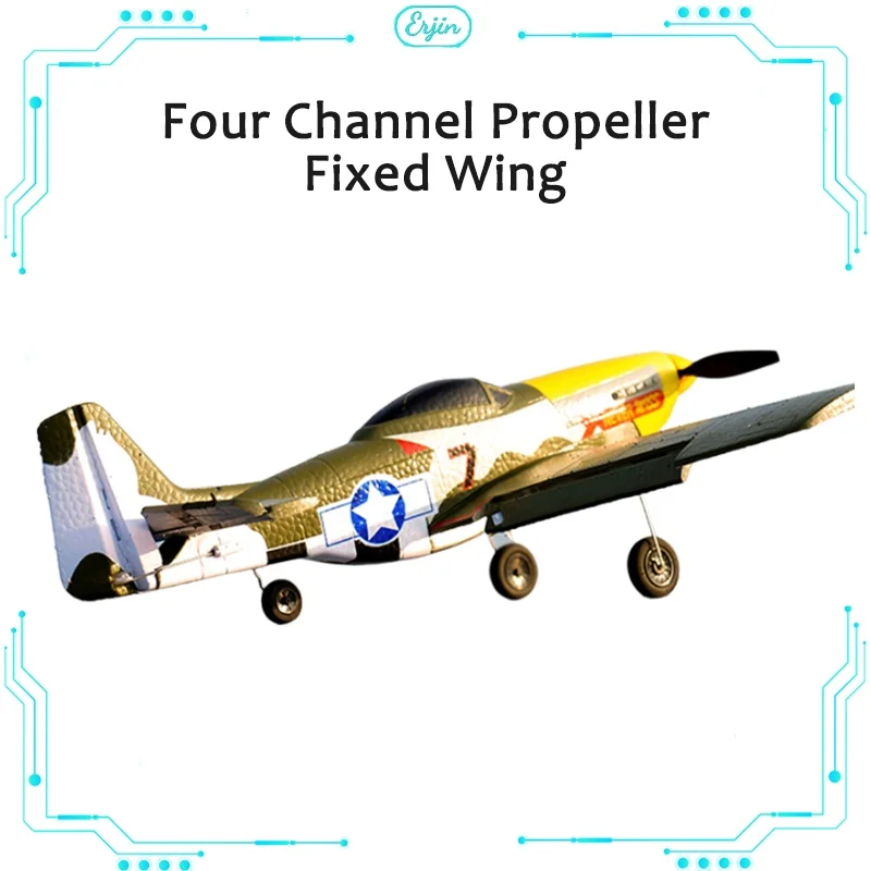 Remote Control Aircraft Four Channel Propeller Fixed Wing Aircraft Model Foam Fall Resistant Fighter Children'S Day Gift Toy