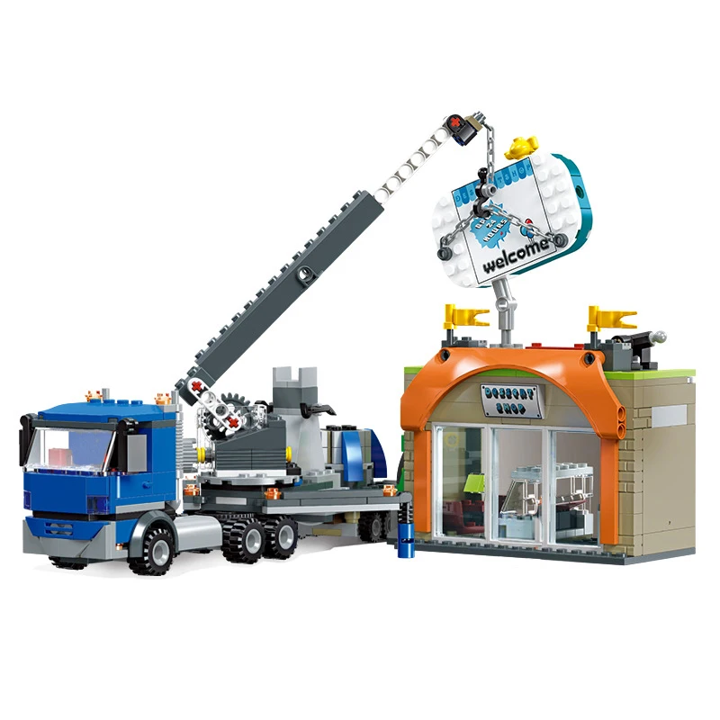 

Idea Series Installed Billboard Crane Car Building Blocks Creative Expert City Hoist Vehicle Bricks Model Toy For Kid Gift MOC