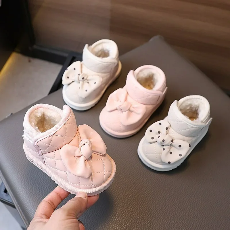 

Antislip Winter Baby Girl Boots Comfortable Fleece Thickened Waterproof Casual Snow Boots for Toddlers Girls Cotton Shoes