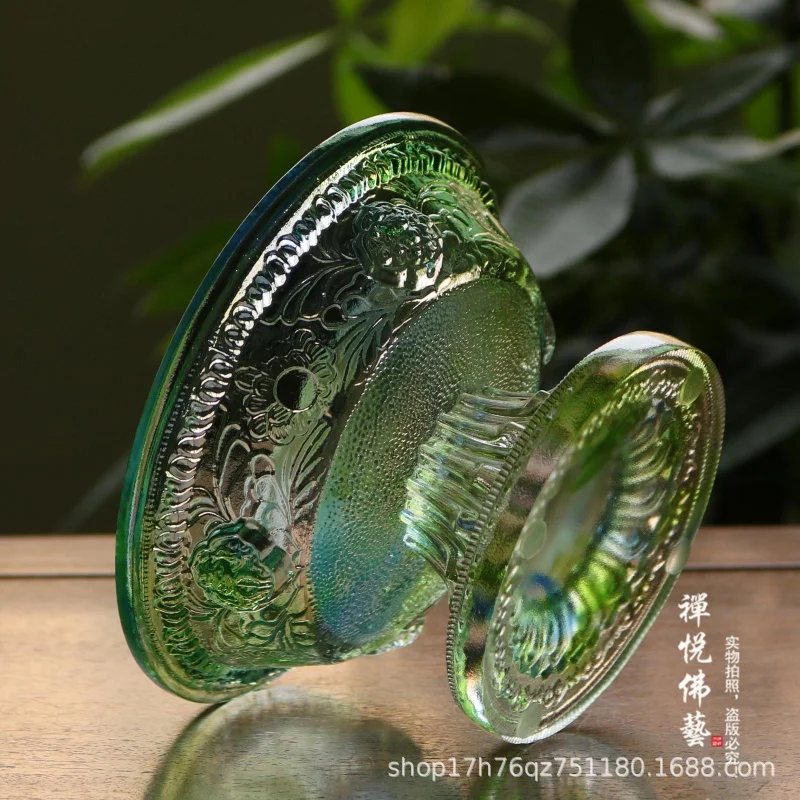 Art Ancient Glazed Eight Auspicious Offerings Offering Dish Tribute Plate Religious Supplies Buddhist Hall Offeri