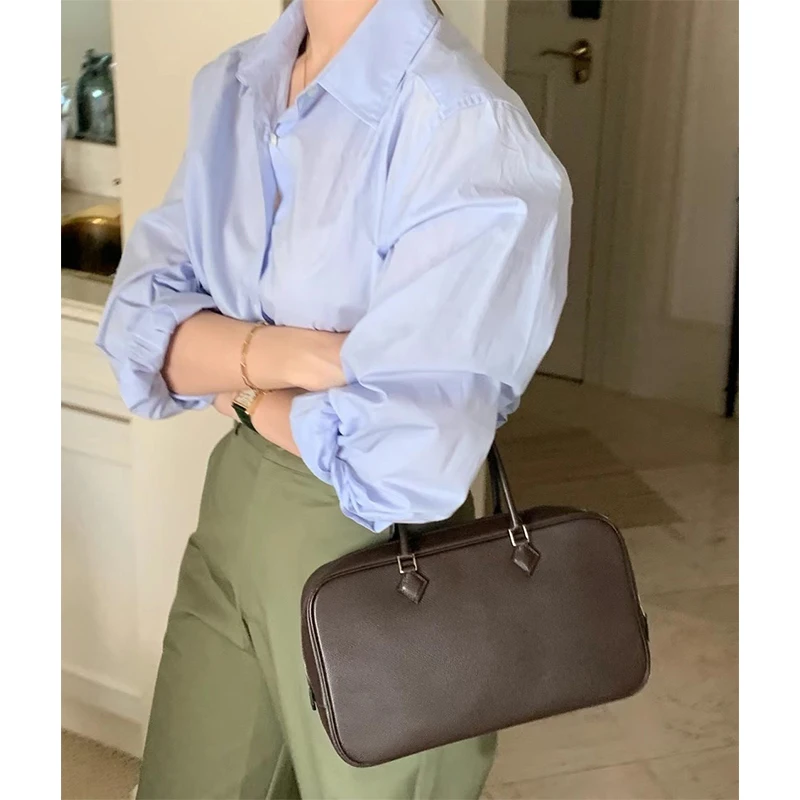 

Simple Commuter Dongdaemun 25 Summer Elely Versatile Long Sve Casual irt Women Pure Color Turn-down Collar Straight Cut