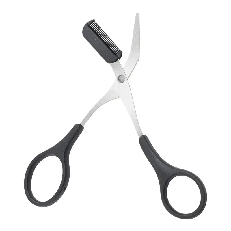 1 Piece Safe Eyebrow Trimmer Stainless Steel Eyebrow Scissors with Comb Hair Removal Shaver Eyebrows Shaping Makeup Tool