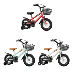 Kids Bike Bicycle for Girls Ages 3-7 Years with Training Wheels Basket Kids Bicycle