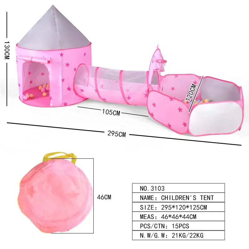 Tienda de campaña 3 en 1 para niños, casa de juguete, pelota portátil Tipi, piscina interactiva para niños, casa de juegos extraíble para interiores y exteriores, decoración de regalo ﻿