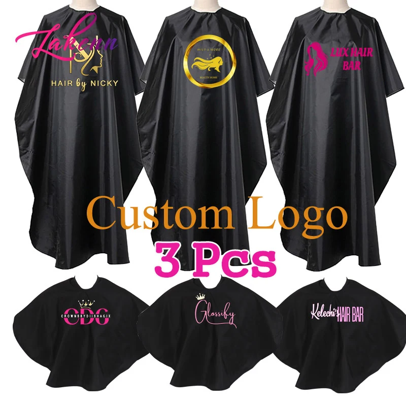 Home Salon Hair Cutting Cape Barber Cape For Men Women Logo Custom 3Pcs Waterproof Hairdressing Cape For Haircut Barber Supplies