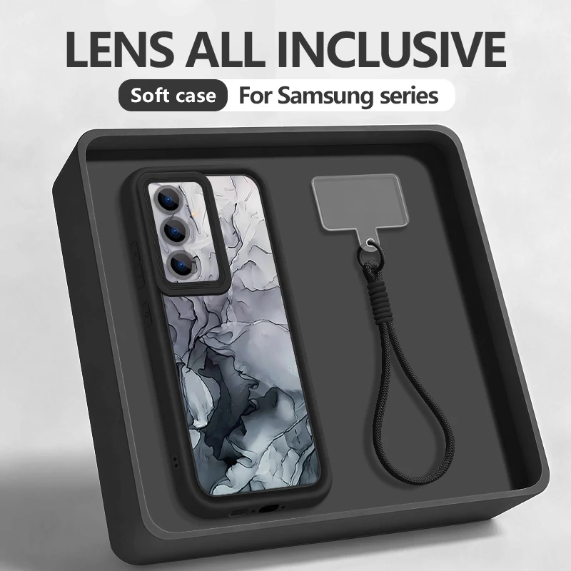 Marmormuster Lanyard Handyhülle für Samsung Galaxy S25 S24 FE S26 S24 S23 S22 Ultra S23 Plus S25 Edge TPU Silikonband Cover